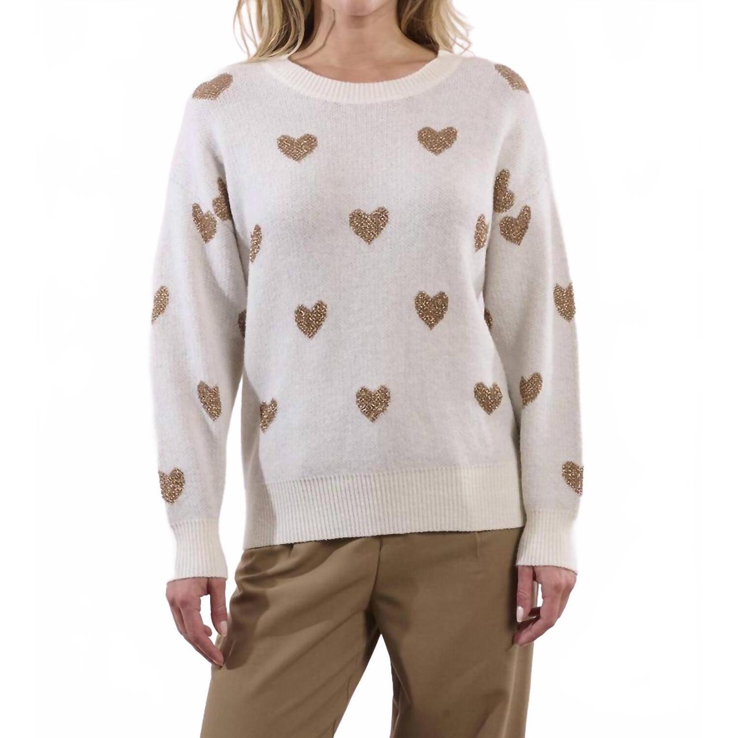 New Molly Bracken Knitted Crewneck Sweater In Off White
